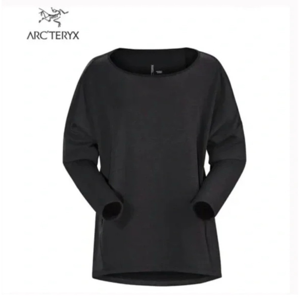Arc'teryx Nyara Boatneck Pullover Black Heather Fleece Lined Top Sz XS